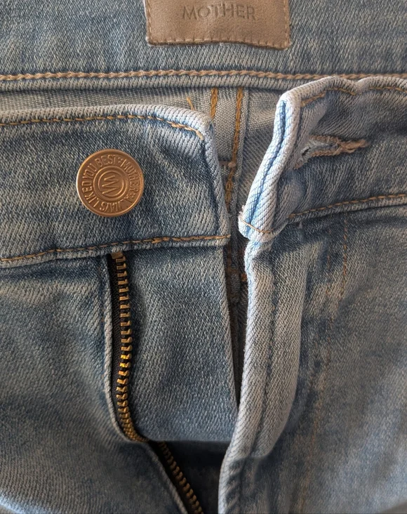 Mother The Hustler Ankle Chew Petal Pucker Jeans Light Wash Blue Denim Size 29 - Picture 13 of 15